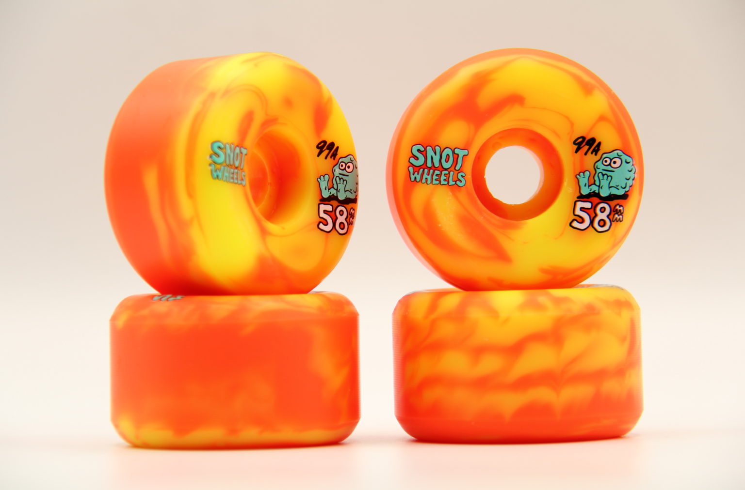 SNOT FLUORESCENT SWIRLS YELLOW ORANGE 58MM 99A WHEELS Street