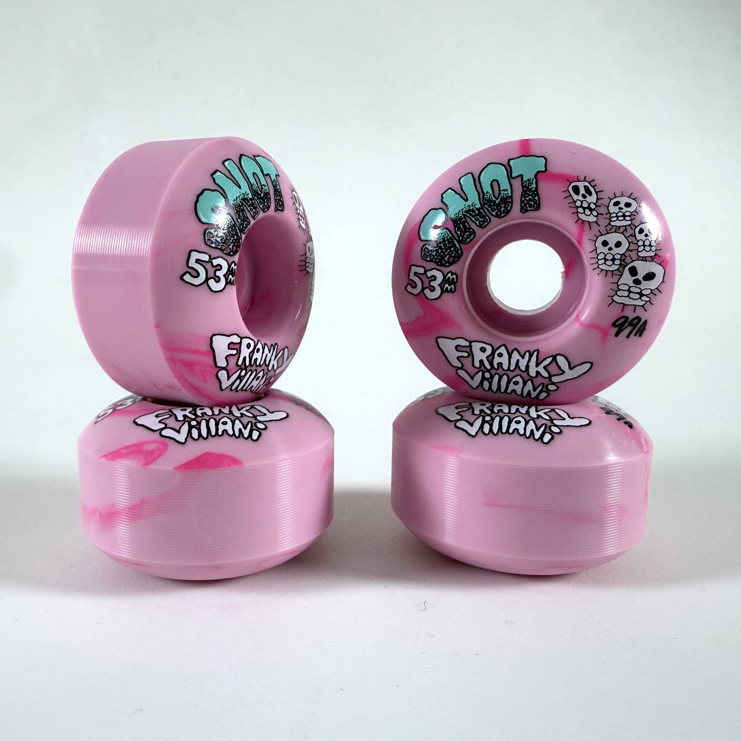 SNOT - FRANKY VILLANI SKULLS 53MM 99A PINK SWIRL WHEELS - Image 2